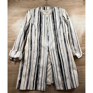 Santorelli Italy White Striped Long Blazer Jacket